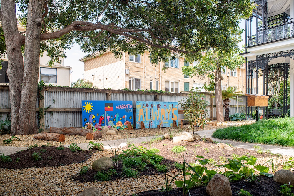 View of the gallery backyard in front of the Workshop Space, 2025. Photograph: Shelley Xue