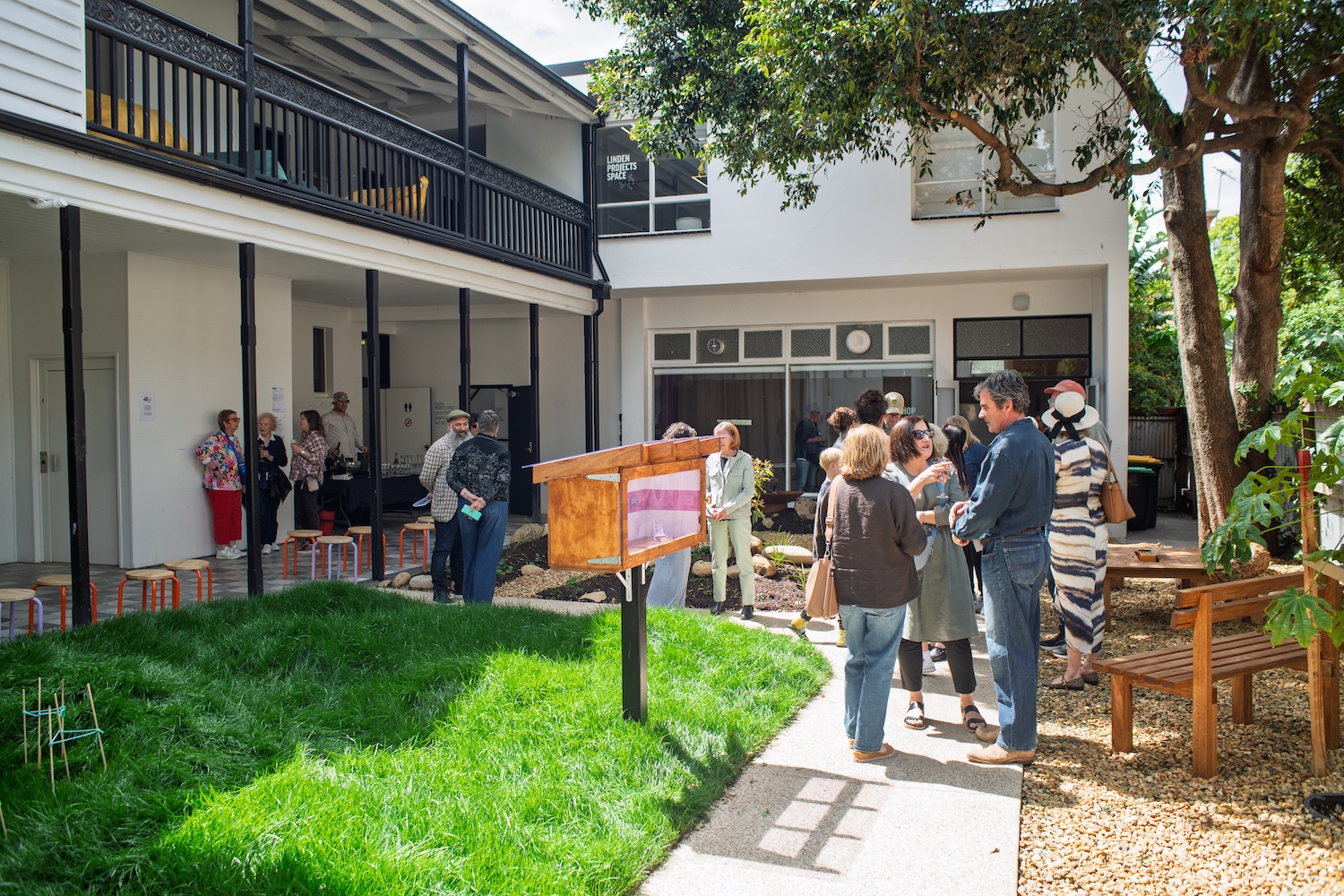 View of the gallery backyard in front of the Workshop Space, 2025. Photograph: Shelley Xue