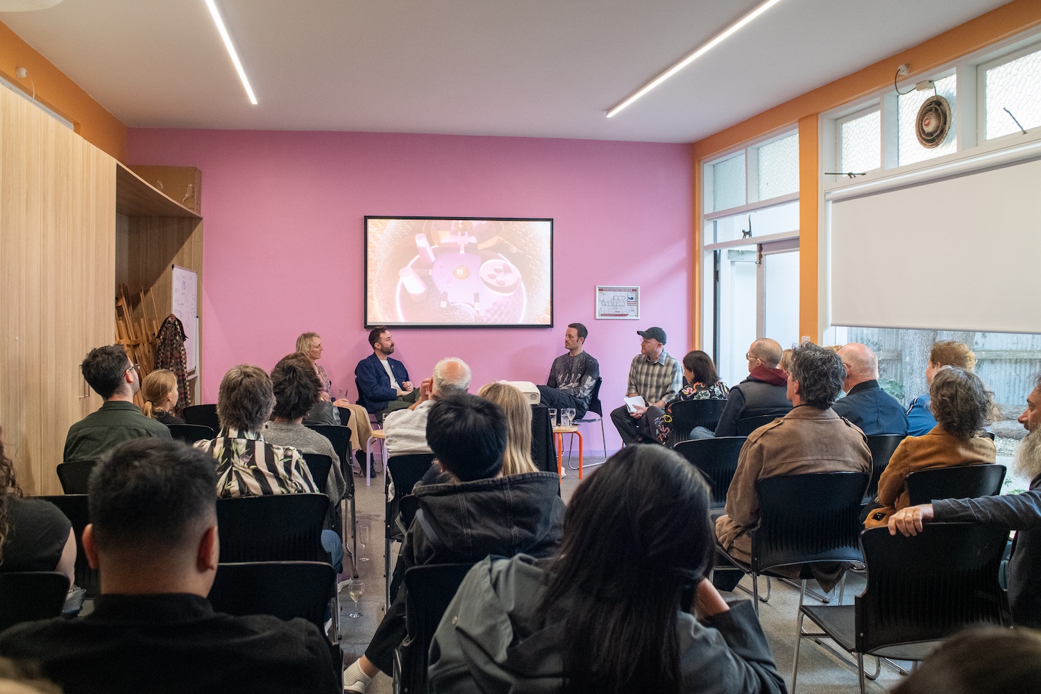 Artists talk and kids workshop at the Linden Workshop Space, 2022-25. Photograph: Shelley Xue.