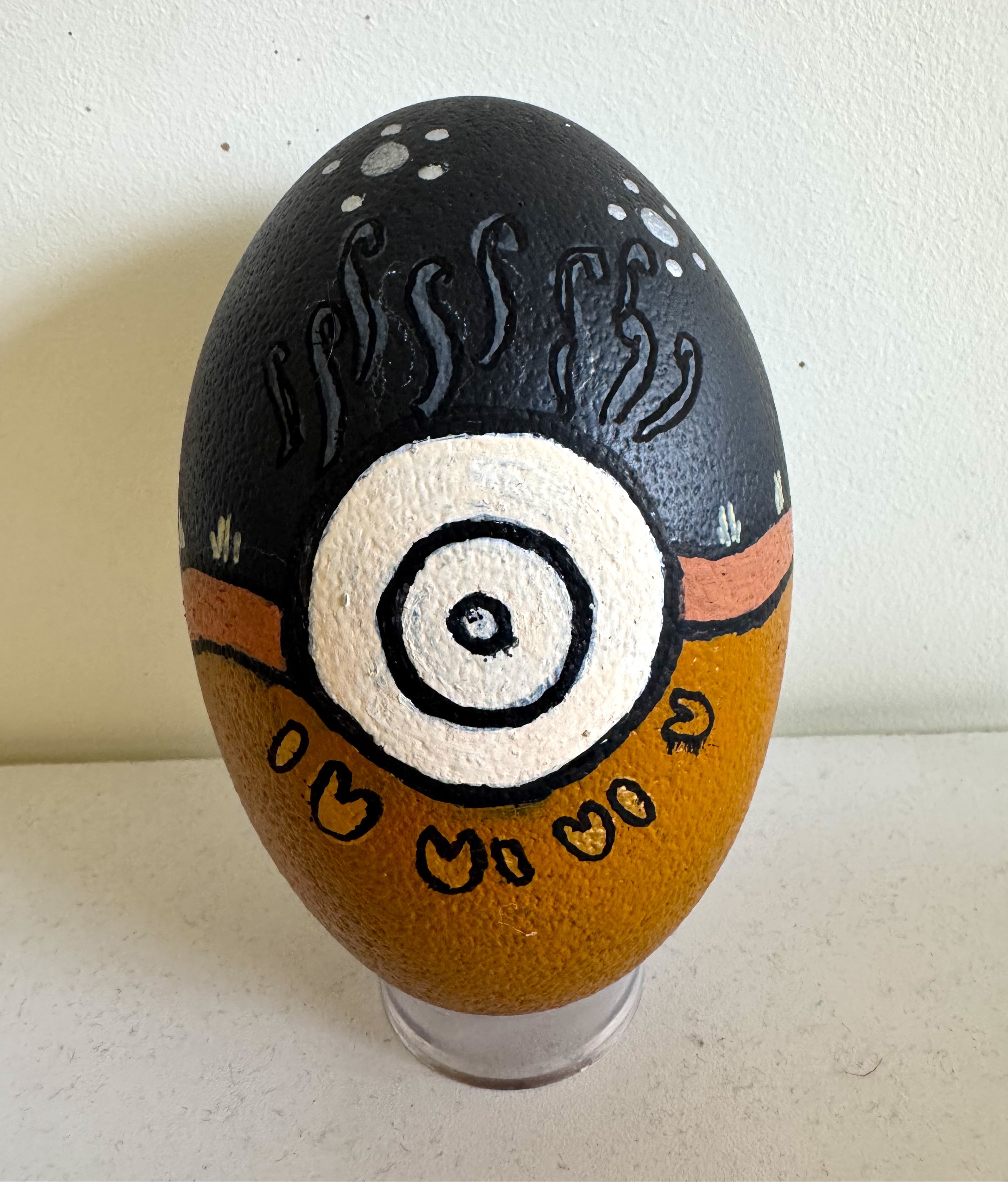 EMU EGG PAINTING WITH AMBER